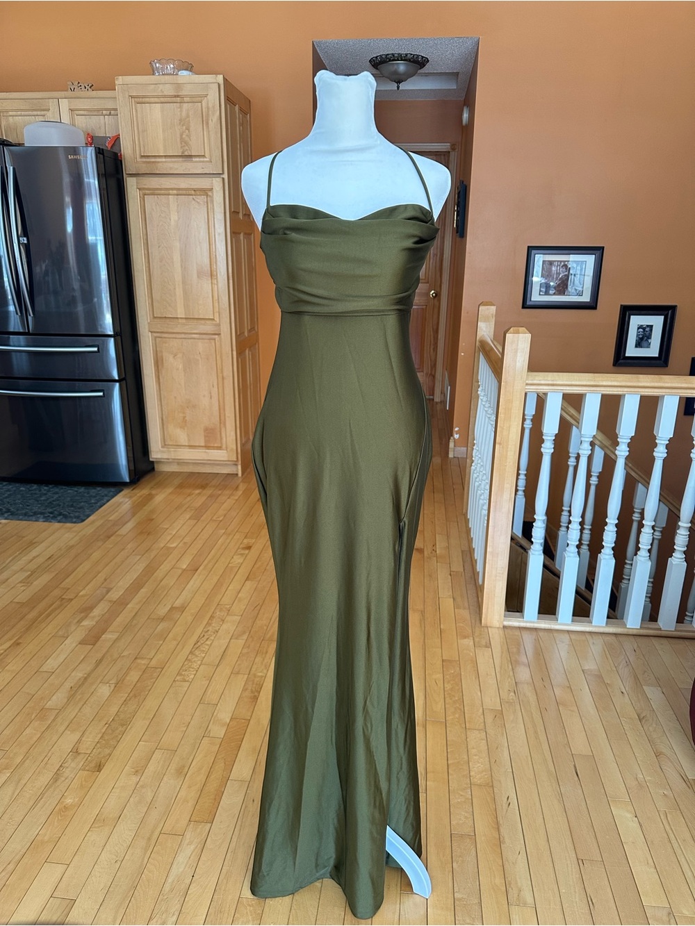Windsor Olive Green Cowl Neck Maxi Dress for Prom/Wedding guest/Formal/Dance